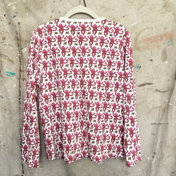Roller Rabbit Monkey Print Long Sleeve Pajama Top - Picture 4 of 5